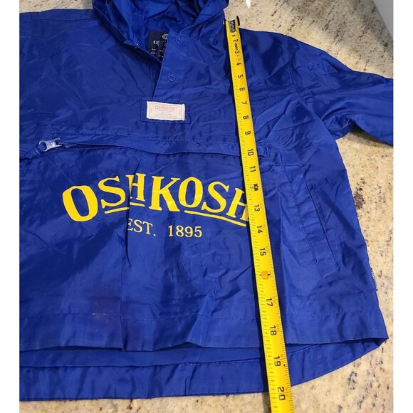 Vintage OshKosh Blue Windbreaker Rain Jacket Hooded Size 6/7 Packable - Picture 4 of 14